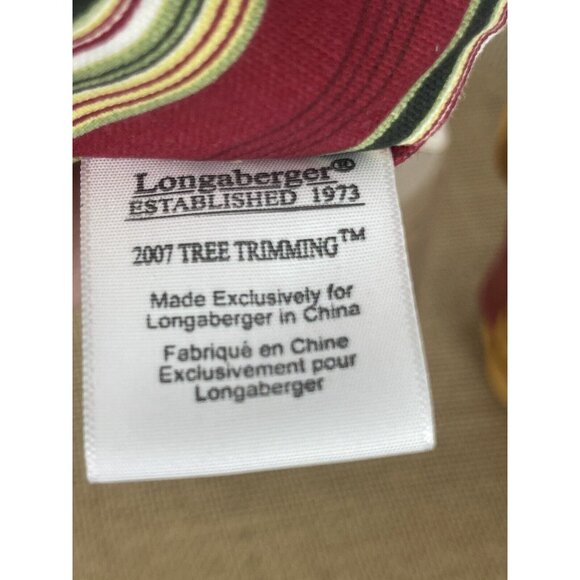 Longaberger 2007 Peppermint Stripe Tree Trimming Basket with Liner and Tie On - Picture 4 of 14